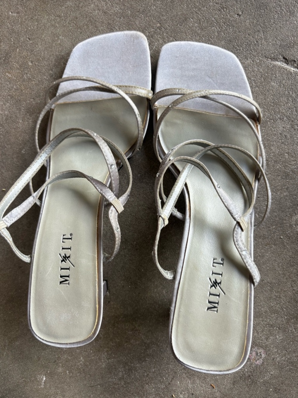 Mix It Silver Multi-Strap Square-Toe Heels